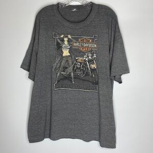 Harley Davidson Pin Up Girl Appleton, WI Grey Short Sleeve Shirt XXL 2009